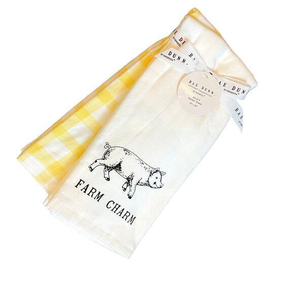 RAE DUNN Farm Charm Set of 3 Summer Yellow Cotton Kitchen Towels 16 x 26 NEW - Picture 7 of 7
